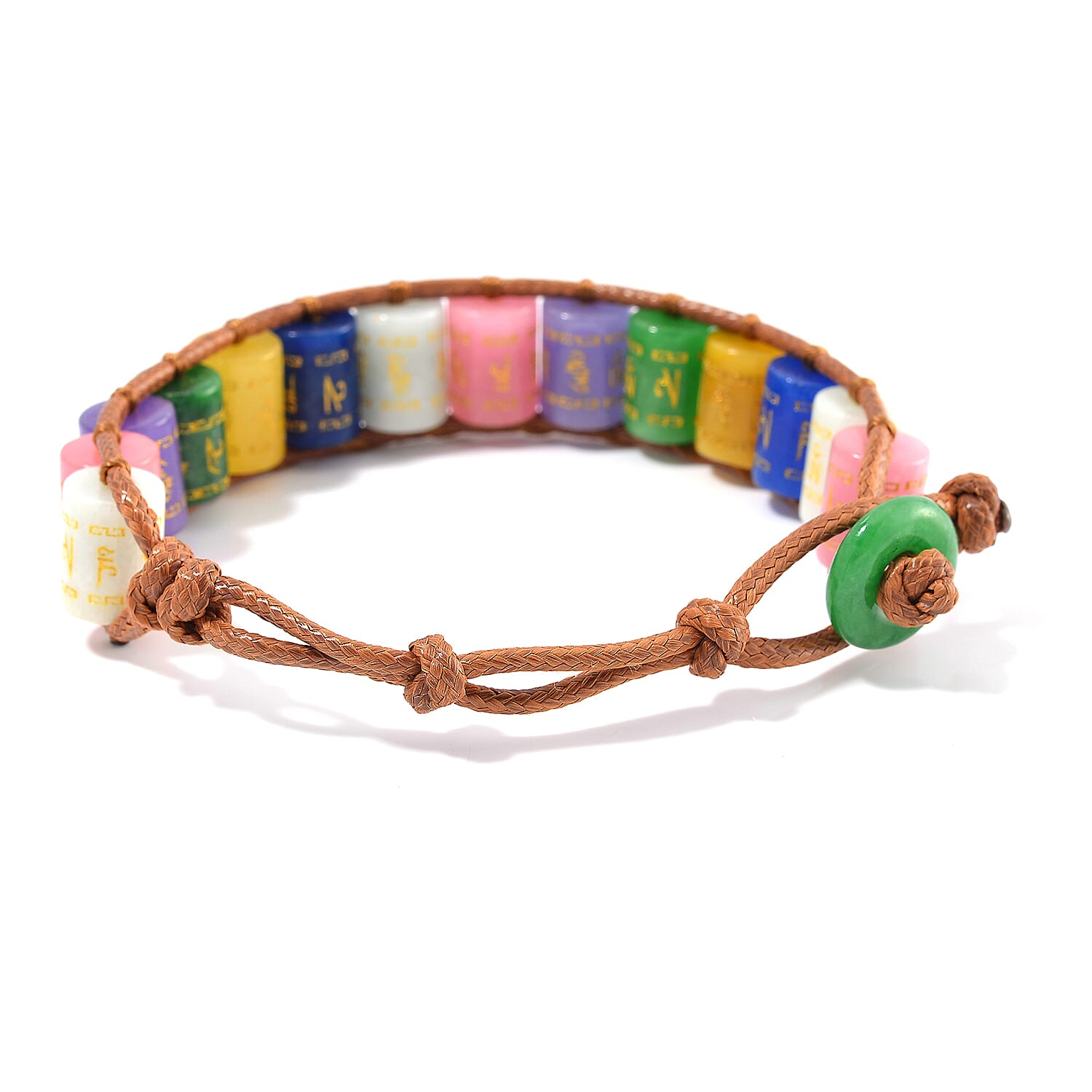 Multi Jade Barrel Adjustable Feng Shui Bracelet (Size 6-9) 215.00 Ct.