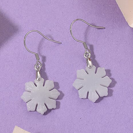 D'Joy White Jade Earring in Rhodium OverlaySterling Silver  20.000  Ct.