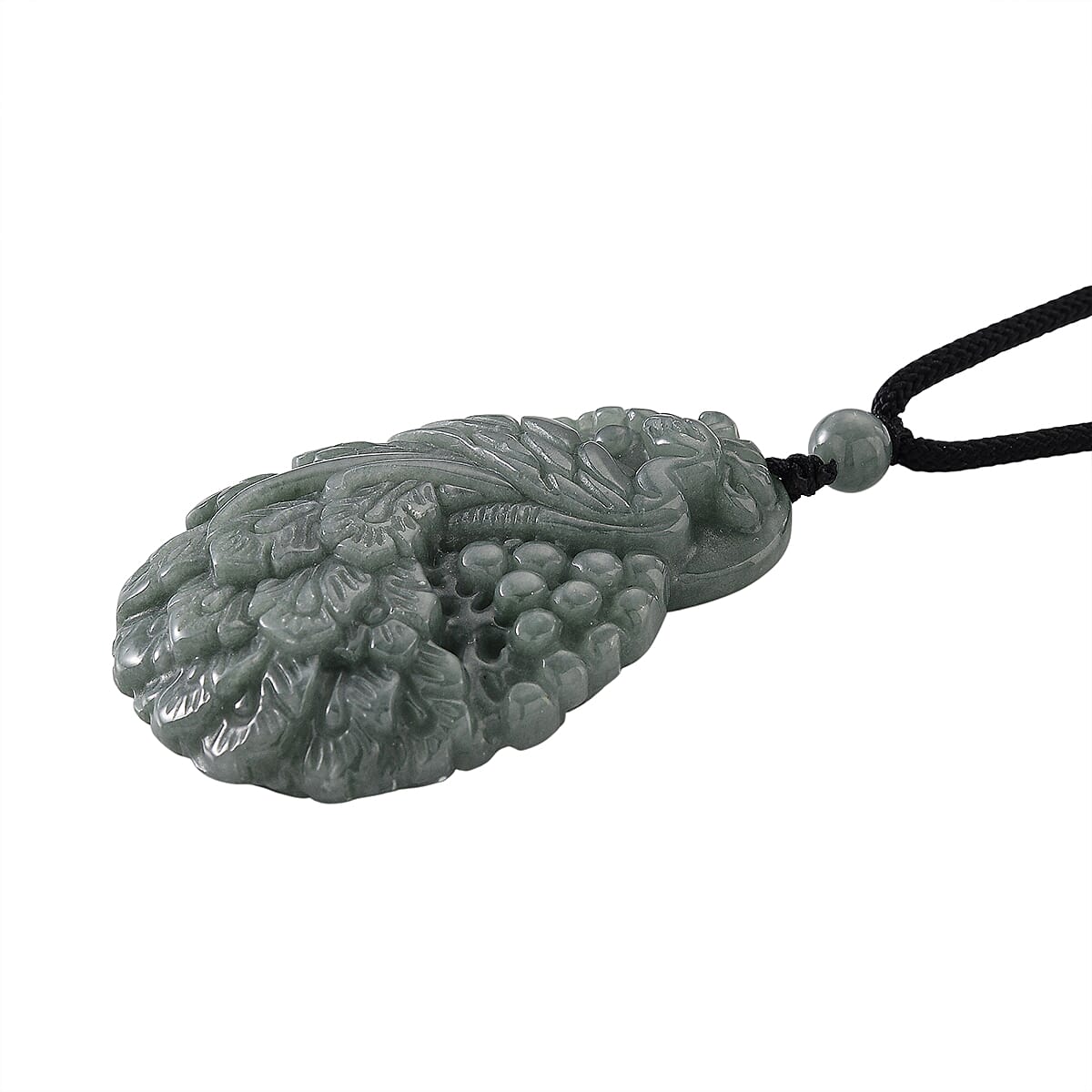 Natural Jade Peacock Necklace (Size - 30 Adjustable) with Cotton Thread 155.00 Ct.