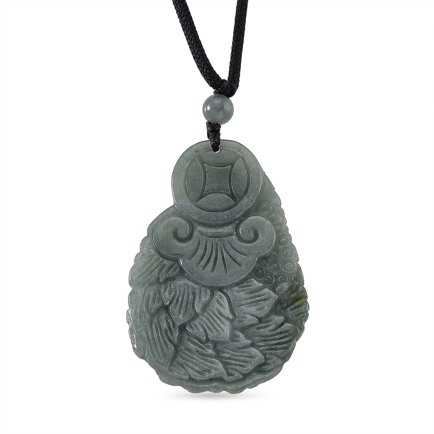 Natural Jade Peacock Necklace (Size - 30 Adjustable) with Cotton Thread 155.00 Ct.