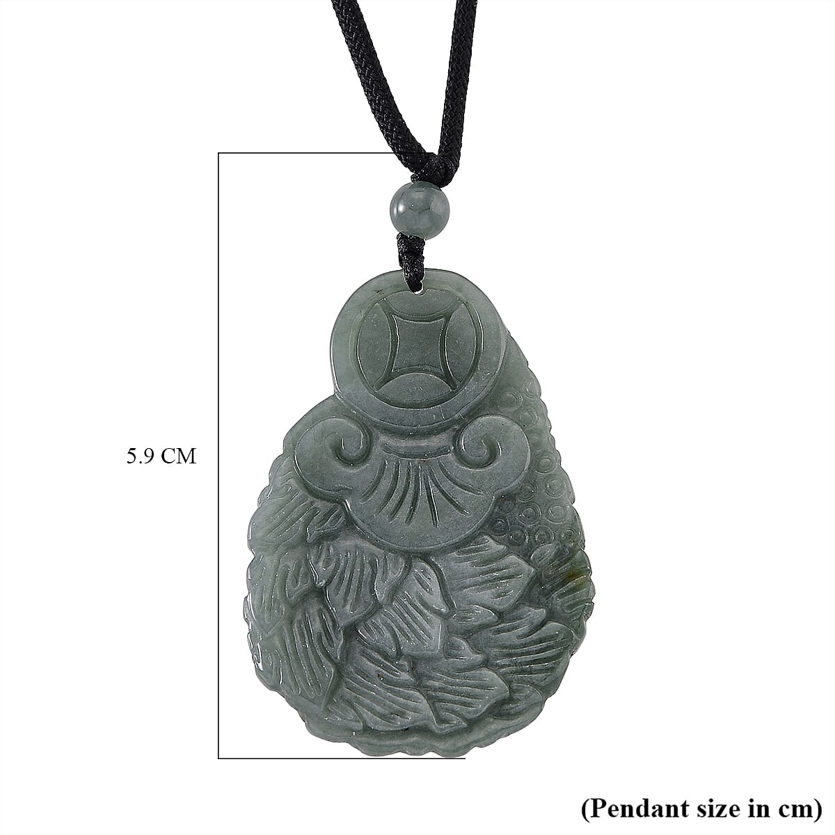 Natural Jade Peacock Necklace (Size - 30 Adjustable) with Cotton Thread 155.00 Ct.