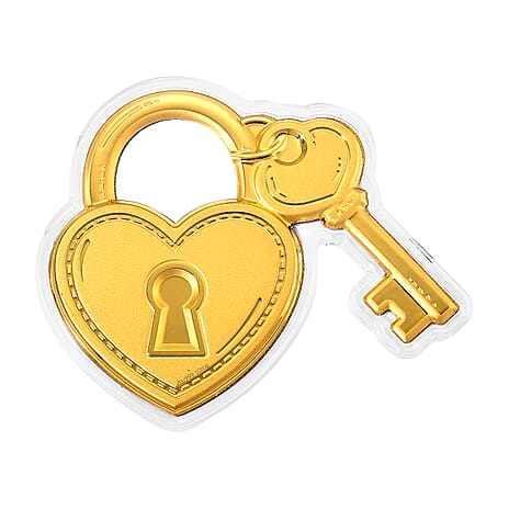 24K Yellow Gold (99.9% Purity) Lock and Key Collectable, Gold Wt.10 Mg.