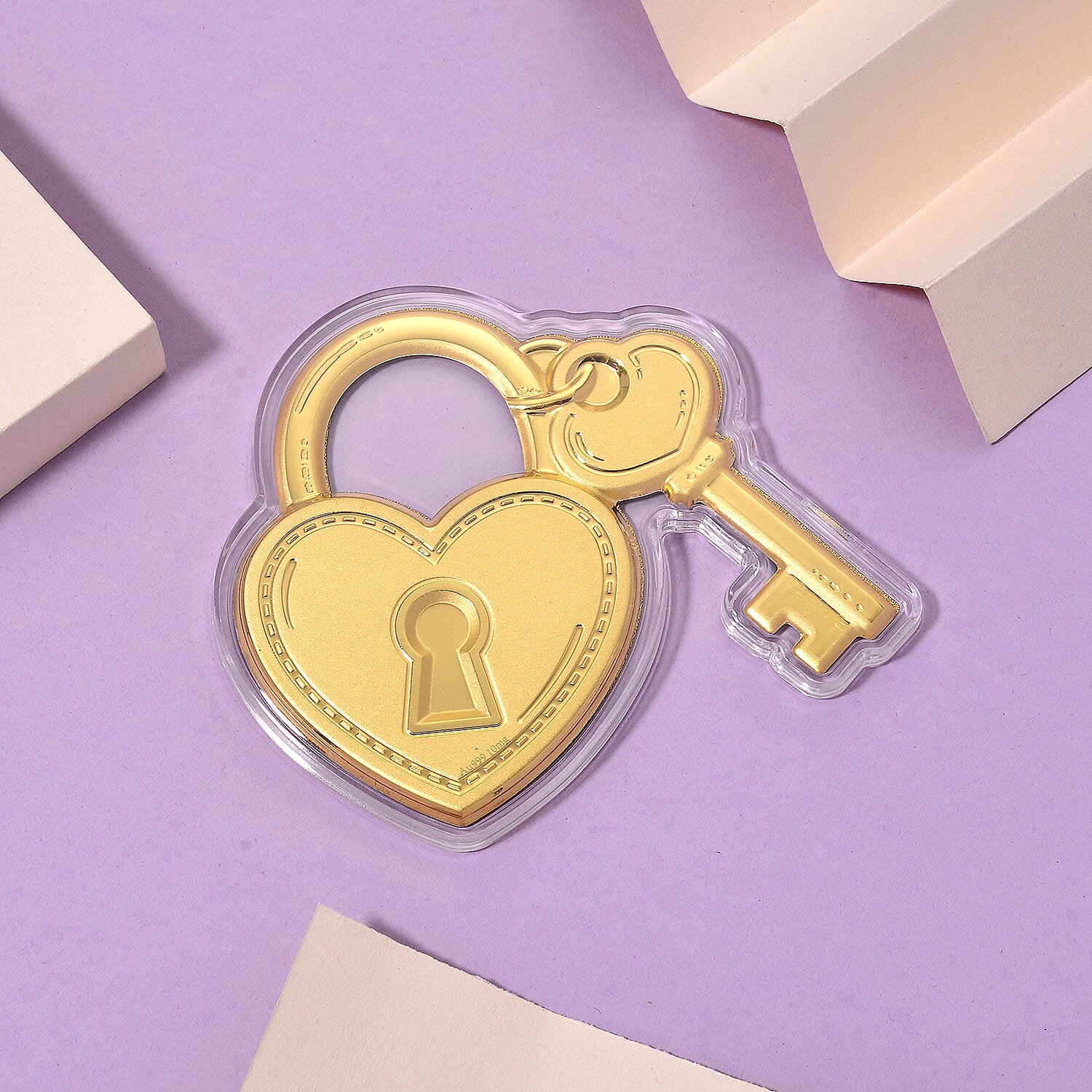 24K Yellow Gold (99.9% Purity) Lock and Key Collectable, Gold Wt.10 Mg.