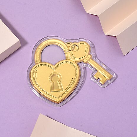 24K Yellow Gold (99.9% Purity) Lock and Key Collectable, Gold Wt.10 Mg.