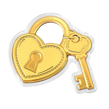 24K Yellow Gold (99.9% Purity) Lock and Key Collectable, Gold Wt.10 Mg.