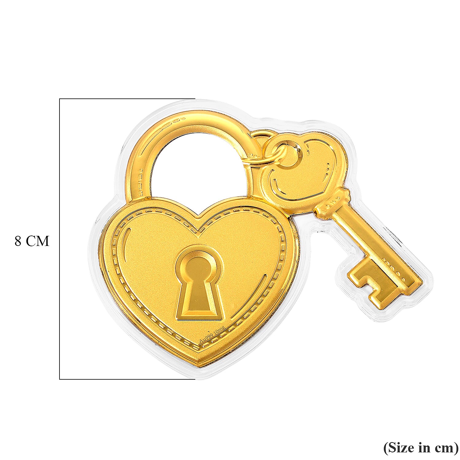 24K Yellow Gold (99.9% Purity) Lock and Key Collectable, Gold Wt.10 Mg.