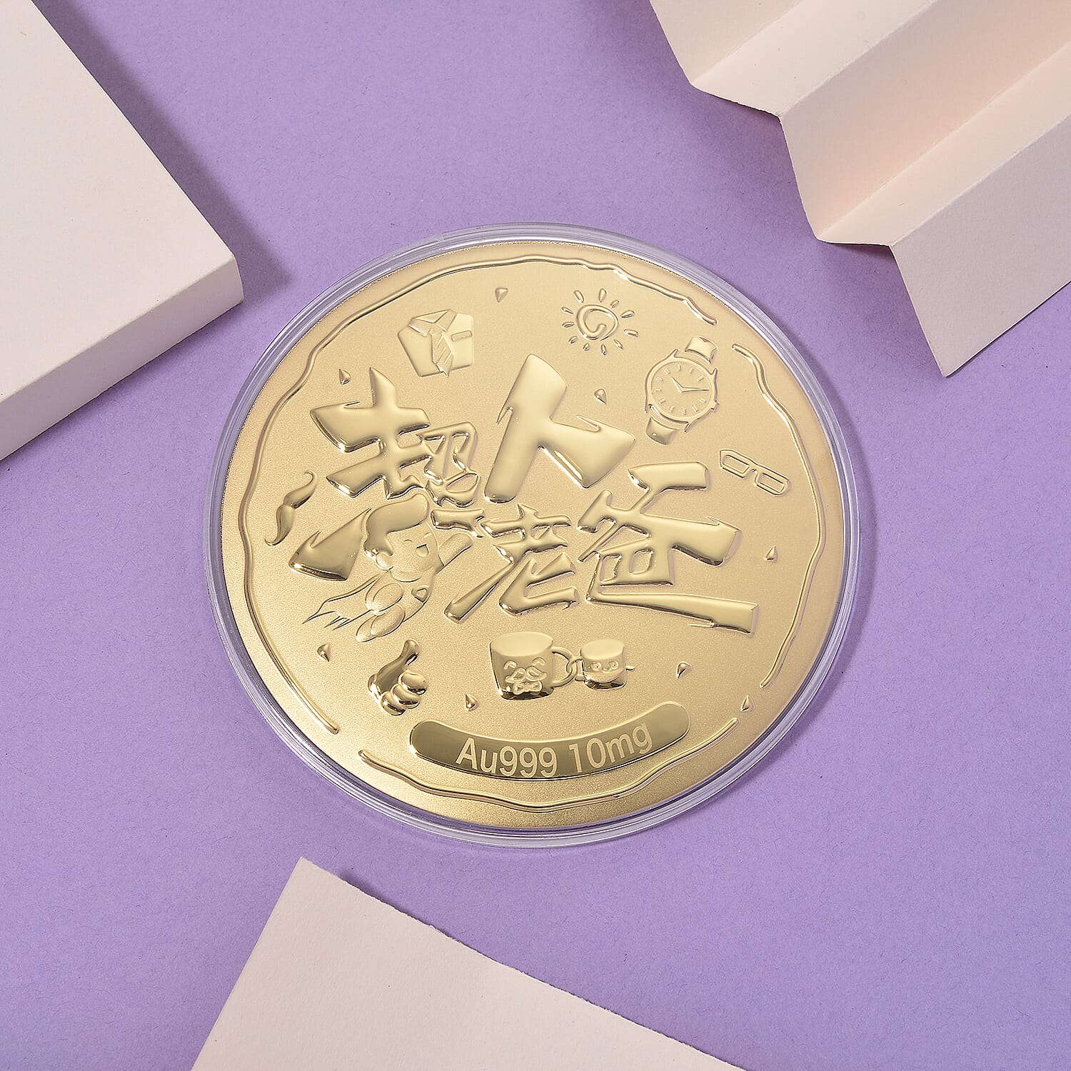 24K Chao Ren Papa Gold Embossed Keepsake - Super Dad Tribute to celebrate Fatherhood. Representing Guidance and Positivity in a Gift Box - 10cm