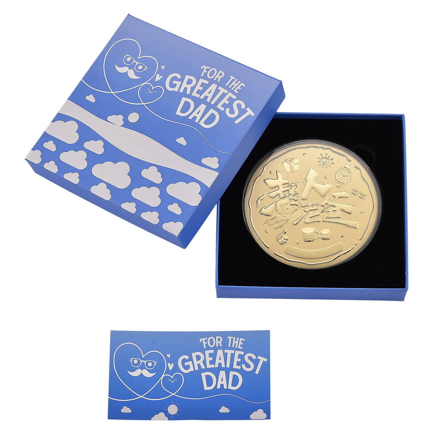 24K Chao Ren Papa Gold Embossed Keepsake - Super Dad Tribute to celebrate Fatherhood. Representing Guidance and Positivity in a Gift Box - 10cm