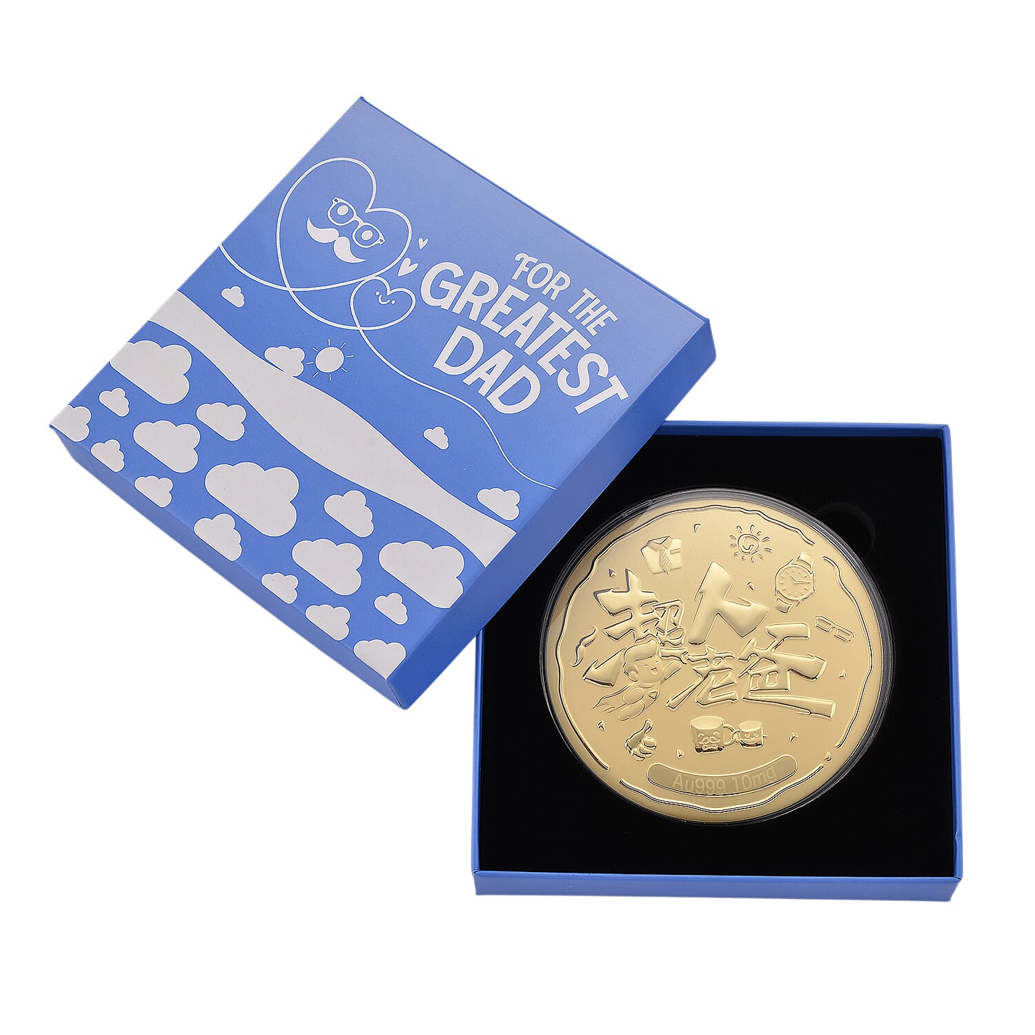 24K Chao Ren Papa Gold Embossed Keepsake - Super Dad Tribute to celebrate Fatherhood. Representing Guidance and Positivity in a Gift Box - 10cm