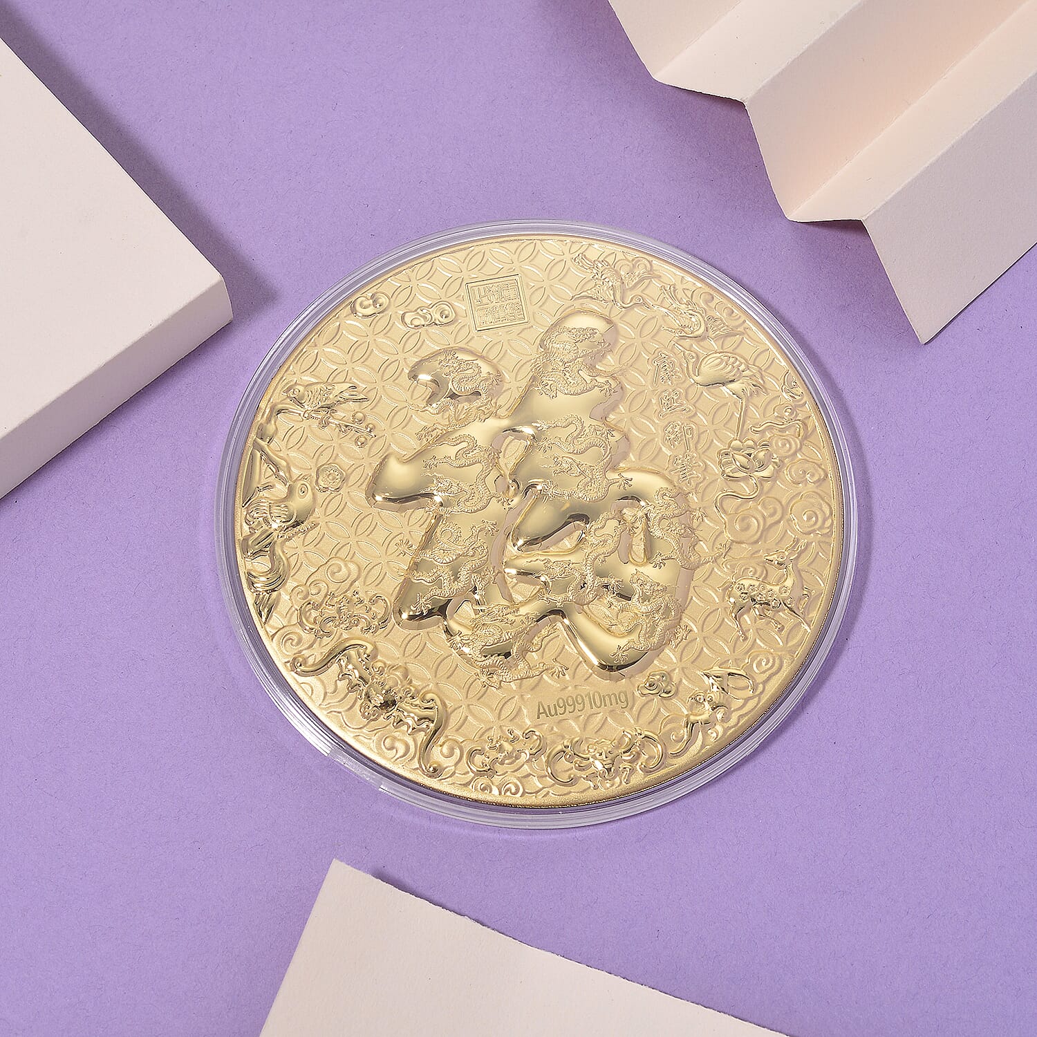 24K Zui FU Gold Embossed Keepsake - Blessings and Fortune Symbolising Prosperity and Good Fortune in a Gift Box - 10cm