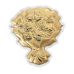 24K Gold (99.9% Purity) Two Tone Luxury Rose Bouquet With Presentation Book - 10mg