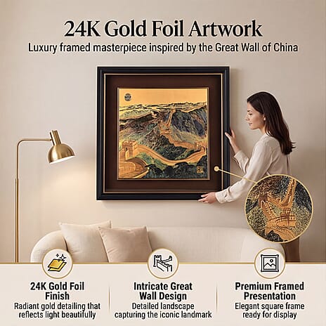 24K Gold Foil Painting of the Great Wall of China (44.5 x 44.5cm)