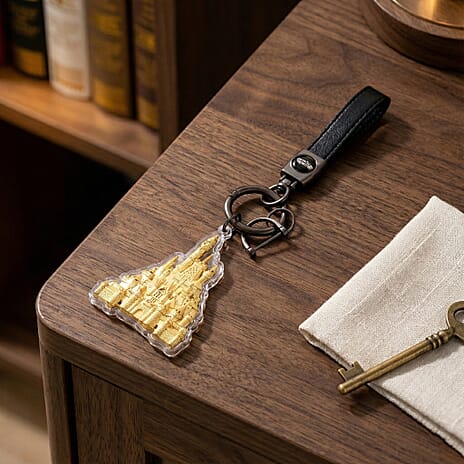 24K Yellow Gold Castle Key Chain