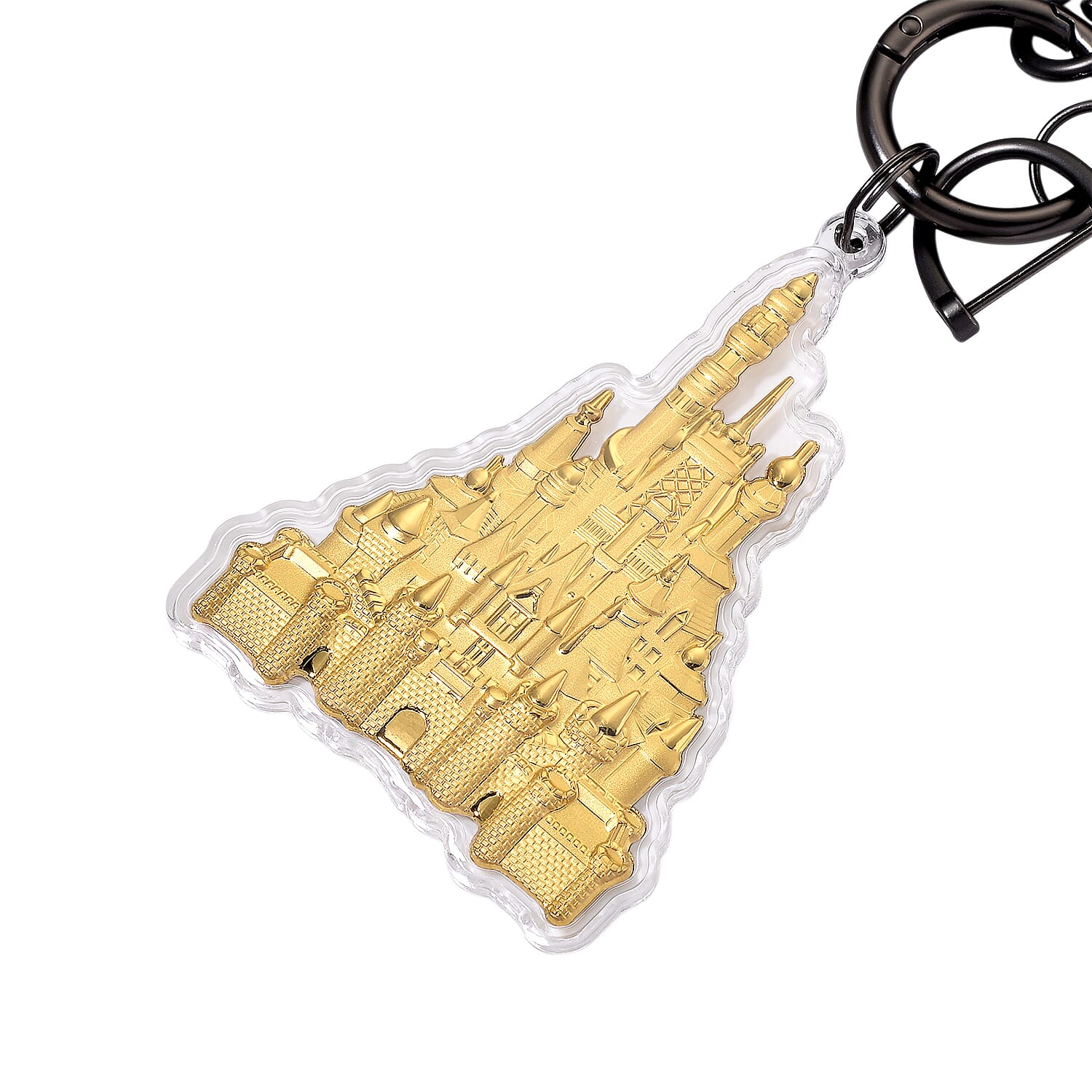 24K Yellow Gold Castle Key Chain