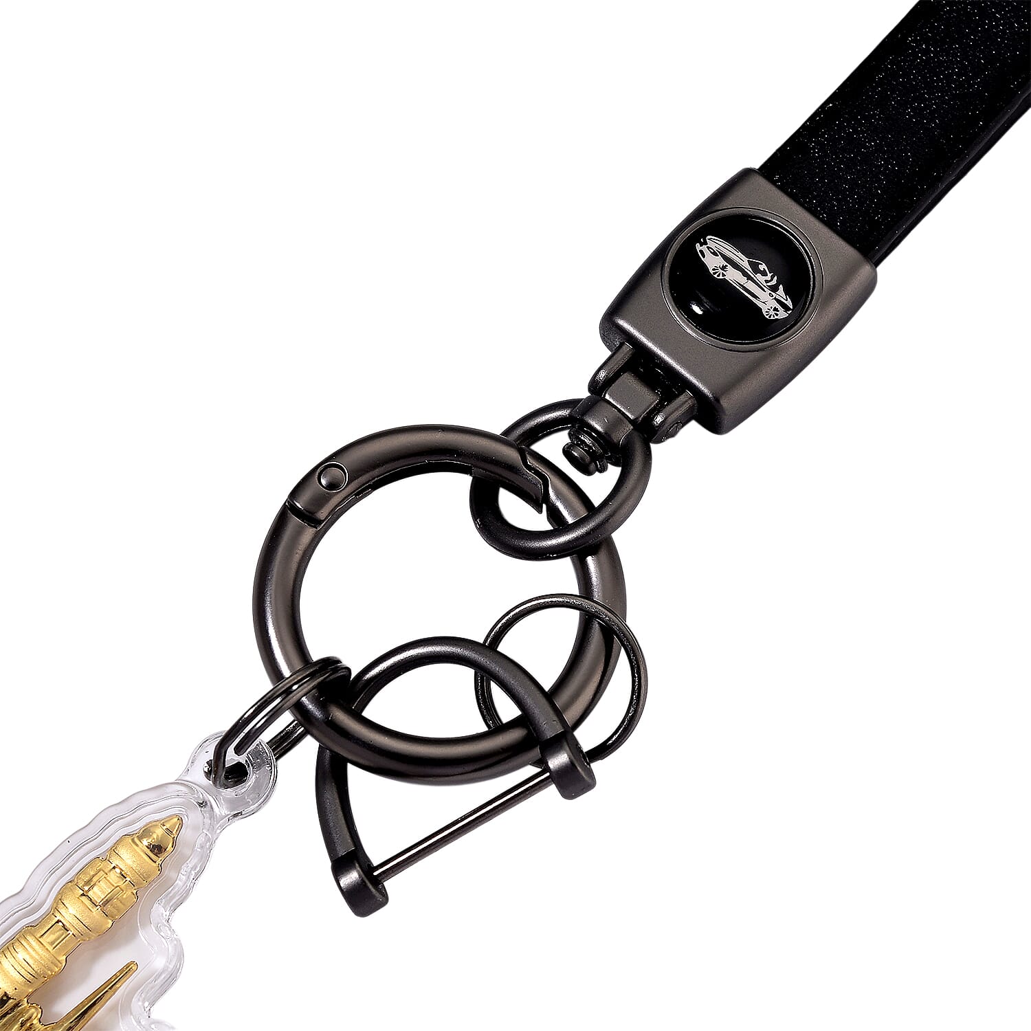 24K Yellow Gold Castle Key Chain