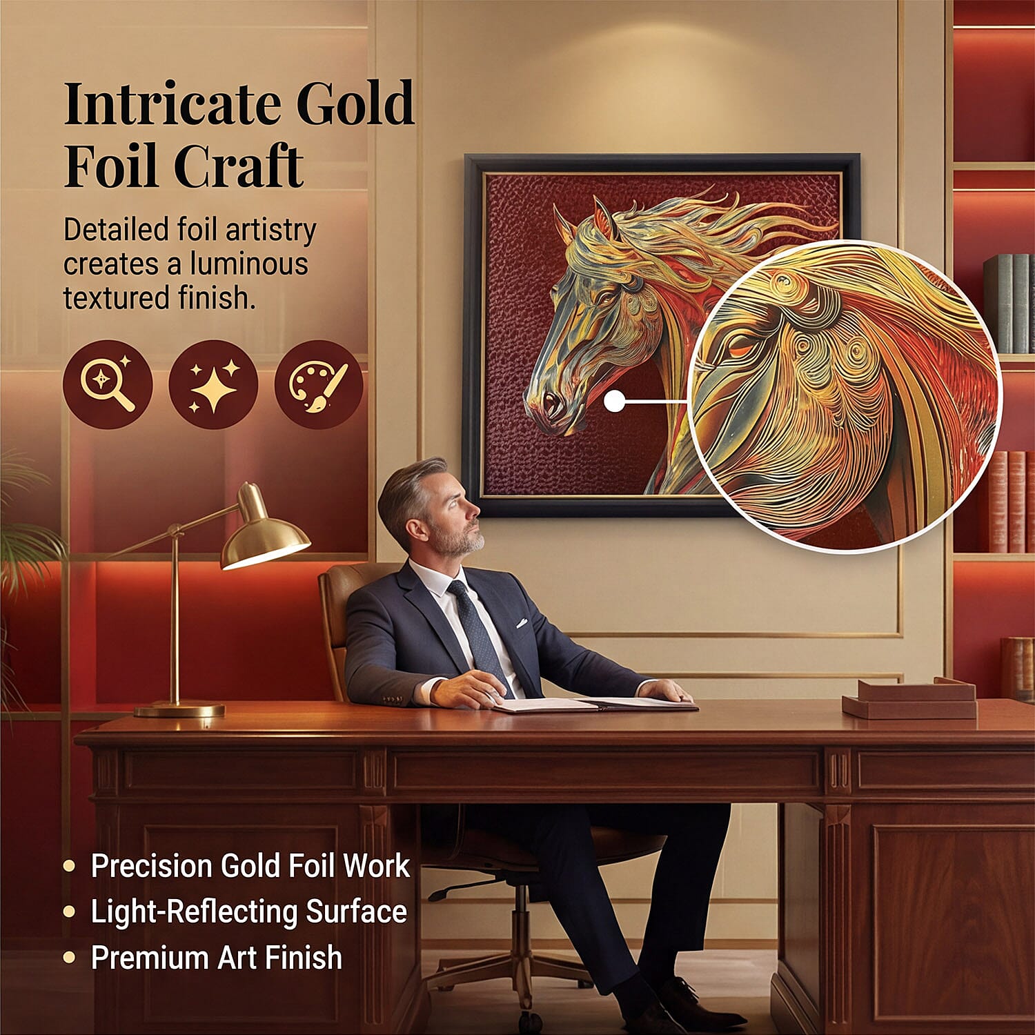 24K Gold Foil Painting of the Chaser of Light (51.5 x 44.5 cm)