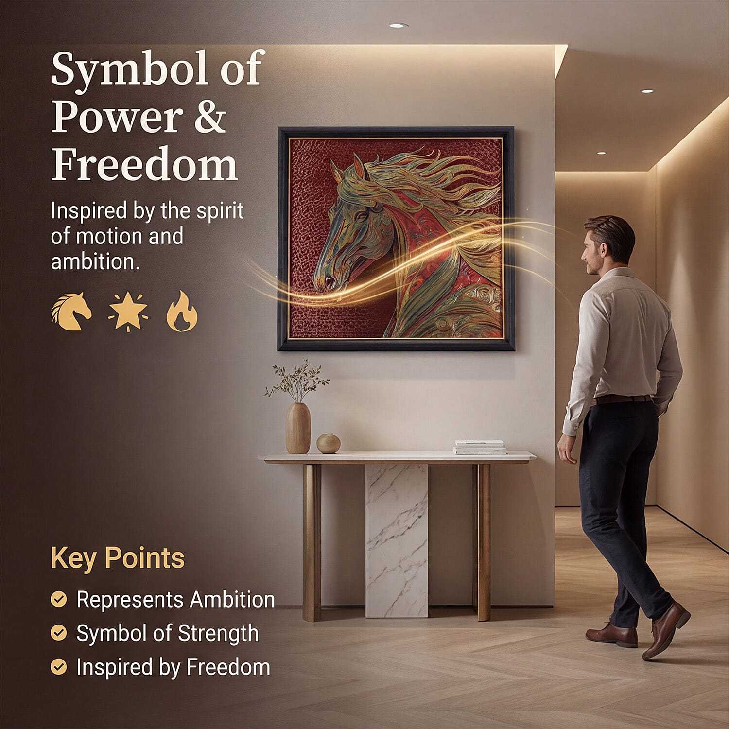 24K Gold Foil Painting of the Chaser of Light (51.5 x 44.5 cm)