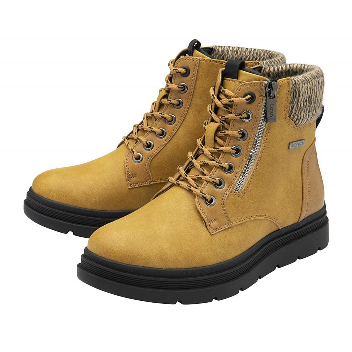 Lotus Saundra Ladies Lace Up Ankle Boots (Size 3) - Mustard