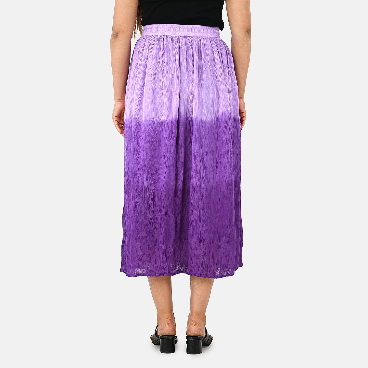 La Marey Rayon Crepe Patterned Skirt (Size - Small) - Purple