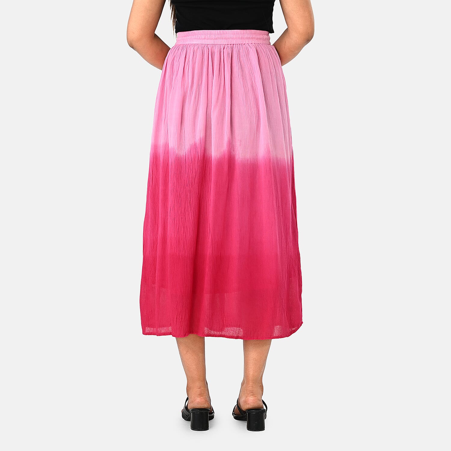 La Marey Rayon Crepe Patterned Skirt (Size - Large) - Pink
