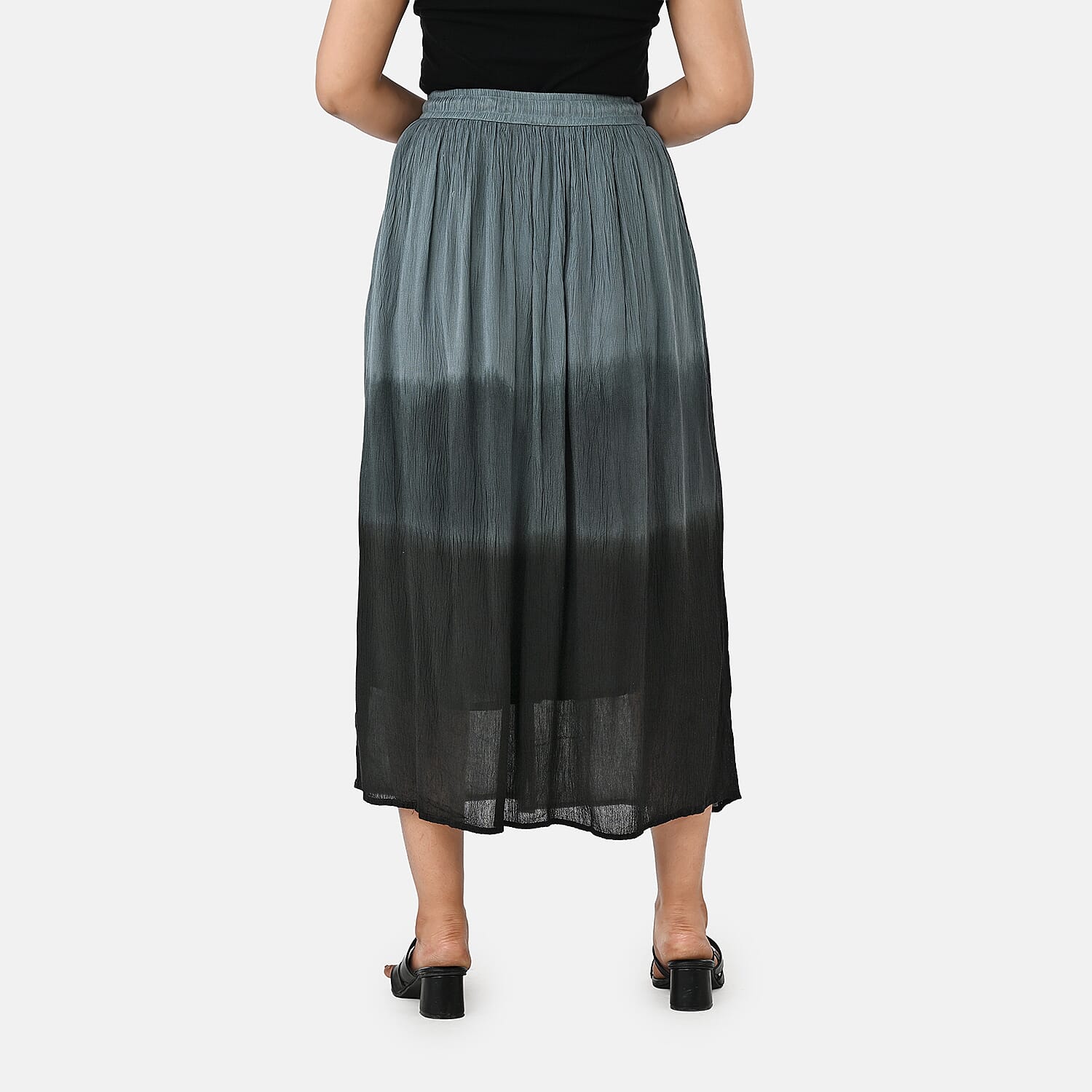 La Marey Rayon Crepe Patterned Skirt (Size - Large) - Black