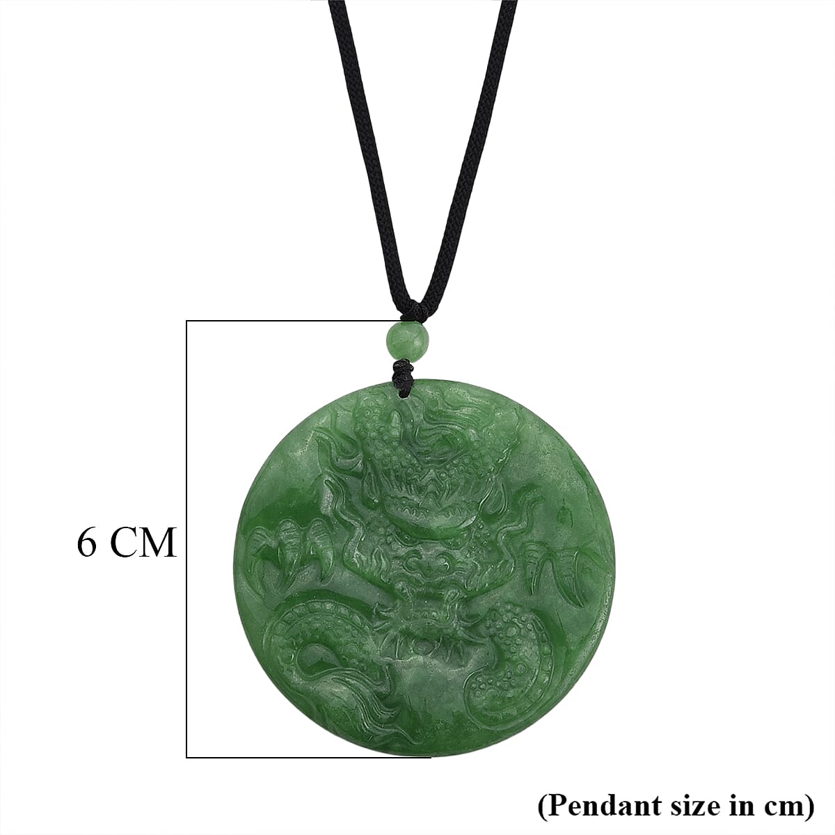Enhanced Green Jade Beads Double-Sided Carving Necklace (Size - 28) with Adjustable Cotton Thread 220.00 Ct.