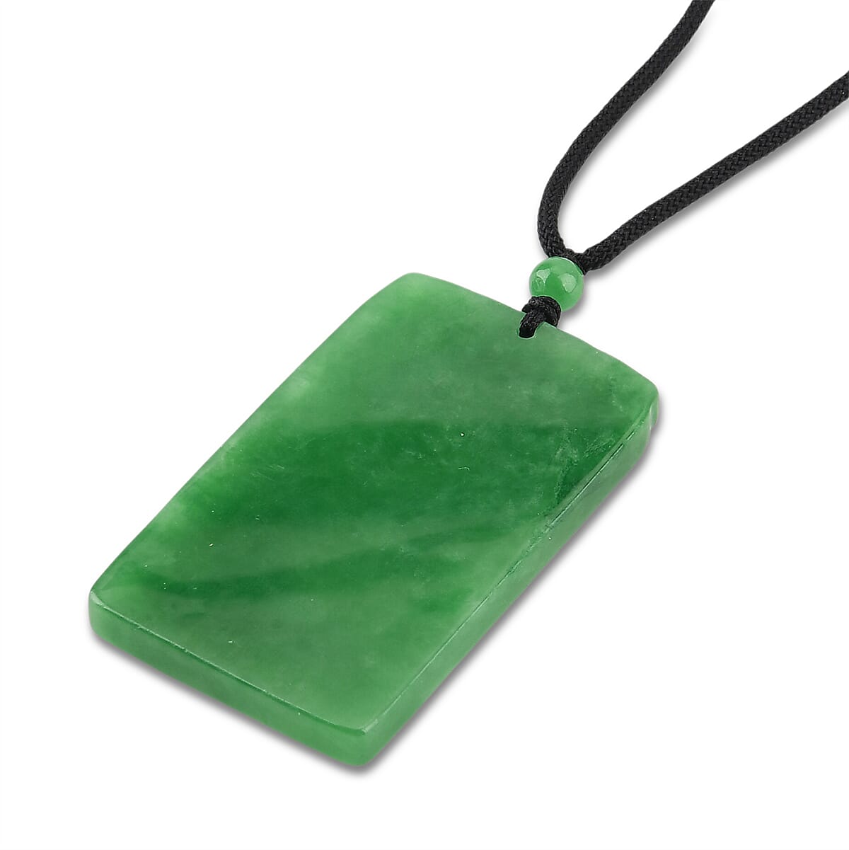 Enhanced Green Jade Beads Phoenix Carved Necklace (Size - 28) with Adjustable Cotton Thread 175.00 Ct.