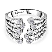Luxuriant Lab Grown Diamond Bubble Ring (SI G-H) in Rhodium Overlay Sterling Silver 0.50 Ct, Silver Wt. 5.00 Gms.