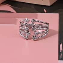 Luxuriant Lab Grown Diamond Bubble Ring (SI G-H) in Rhodium Overlay Sterling Silver 0.50 Ct, Silver Wt. 5.00 Gms.