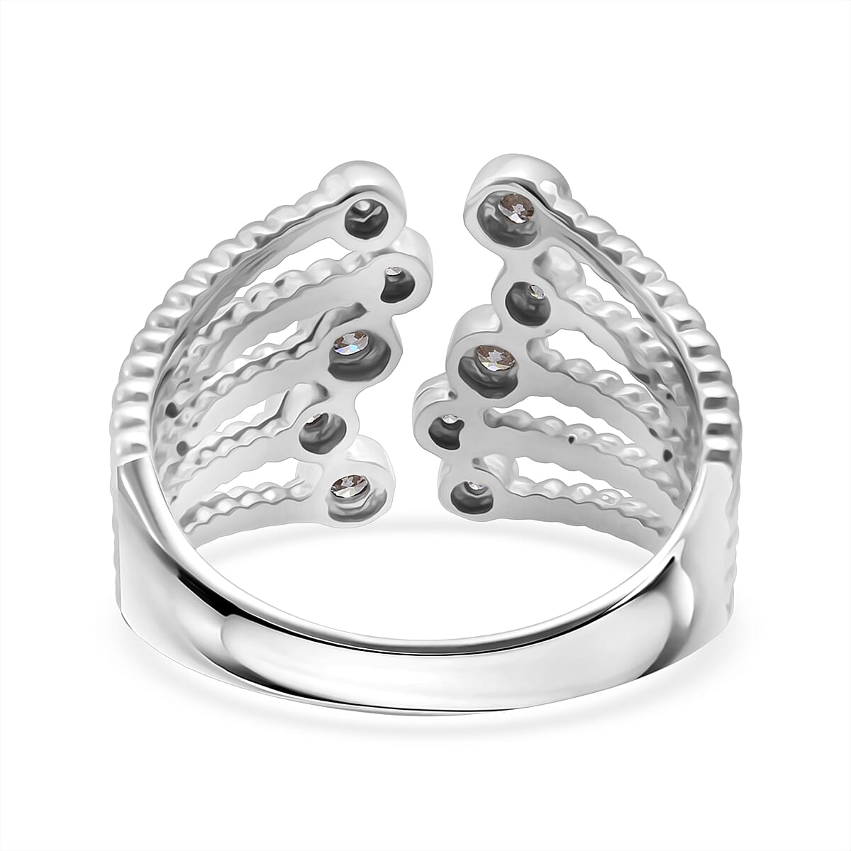 Luxuriant Lab Grown Diamond Ring in Rhodium Overlay Sterling Silver 0.50 Ct, Silver Wt. 5.00 Gms.