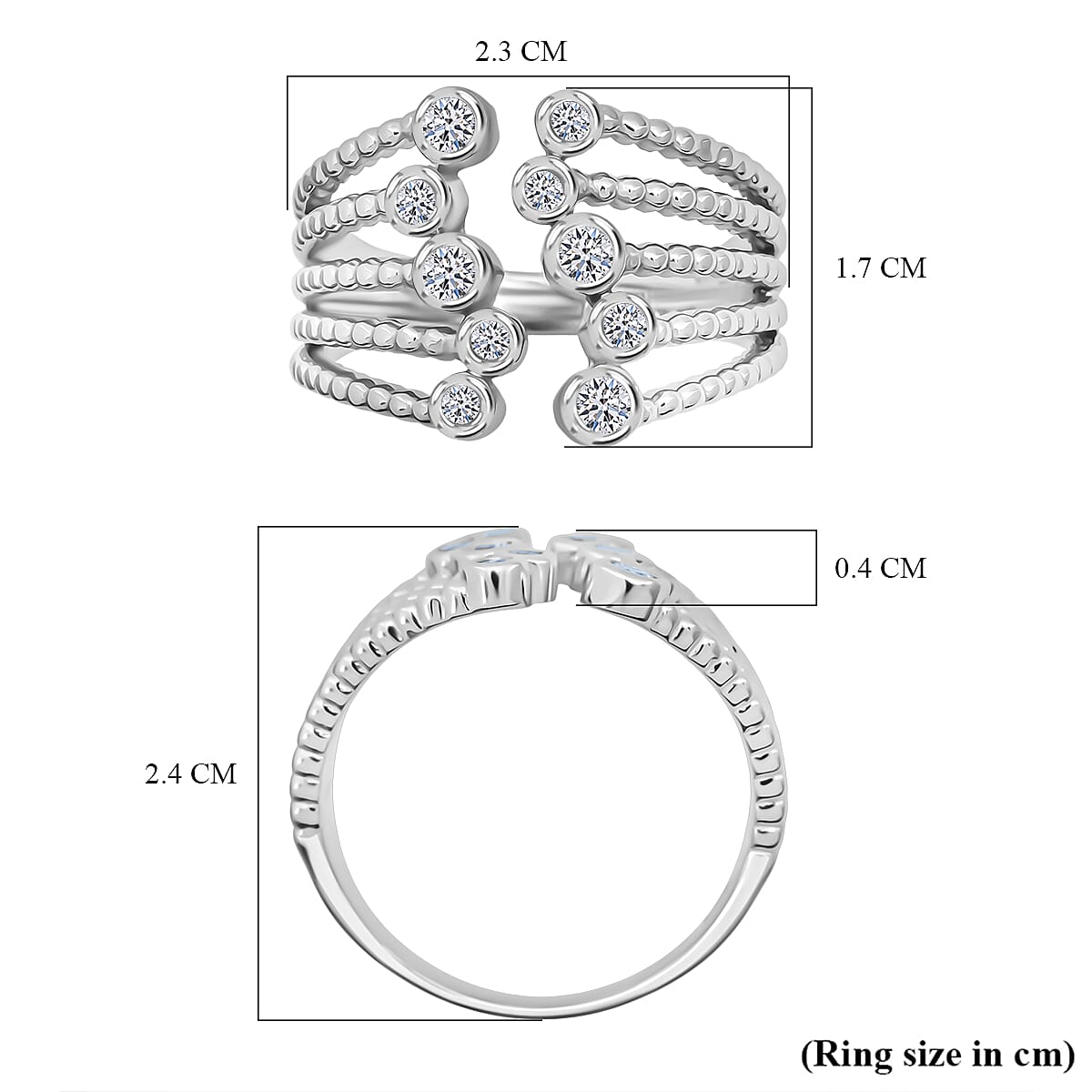 Luxuriant Lab Grown Diamond Ring in Rhodium Overlay Sterling Silver 0.50 Ct, Silver Wt. 5.00 Gms.