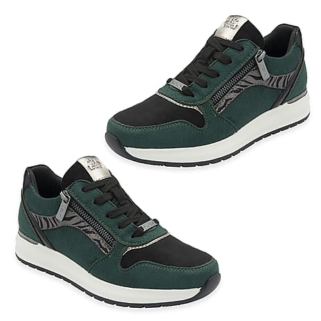 Lotus Venus Ladies Leather Trainers (Size 3) - Green & Black