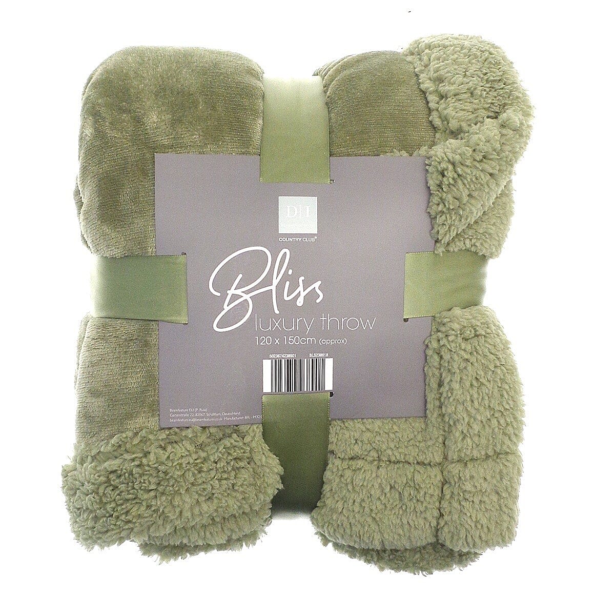 Bliss Luxury Interiors Collection - Warm Sherpa-Backed Plush Blanket (200 x 150cm) - Apple Green