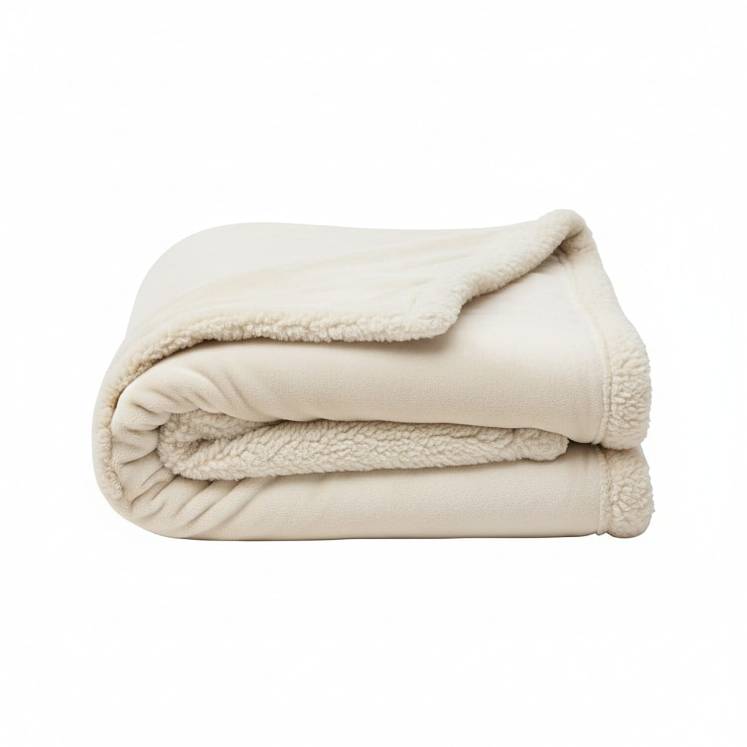 Bliss Luxury Interiors Collection - Warm Sherpa-Backed Plush Blanket (200 x 150cm) - Light Beige
