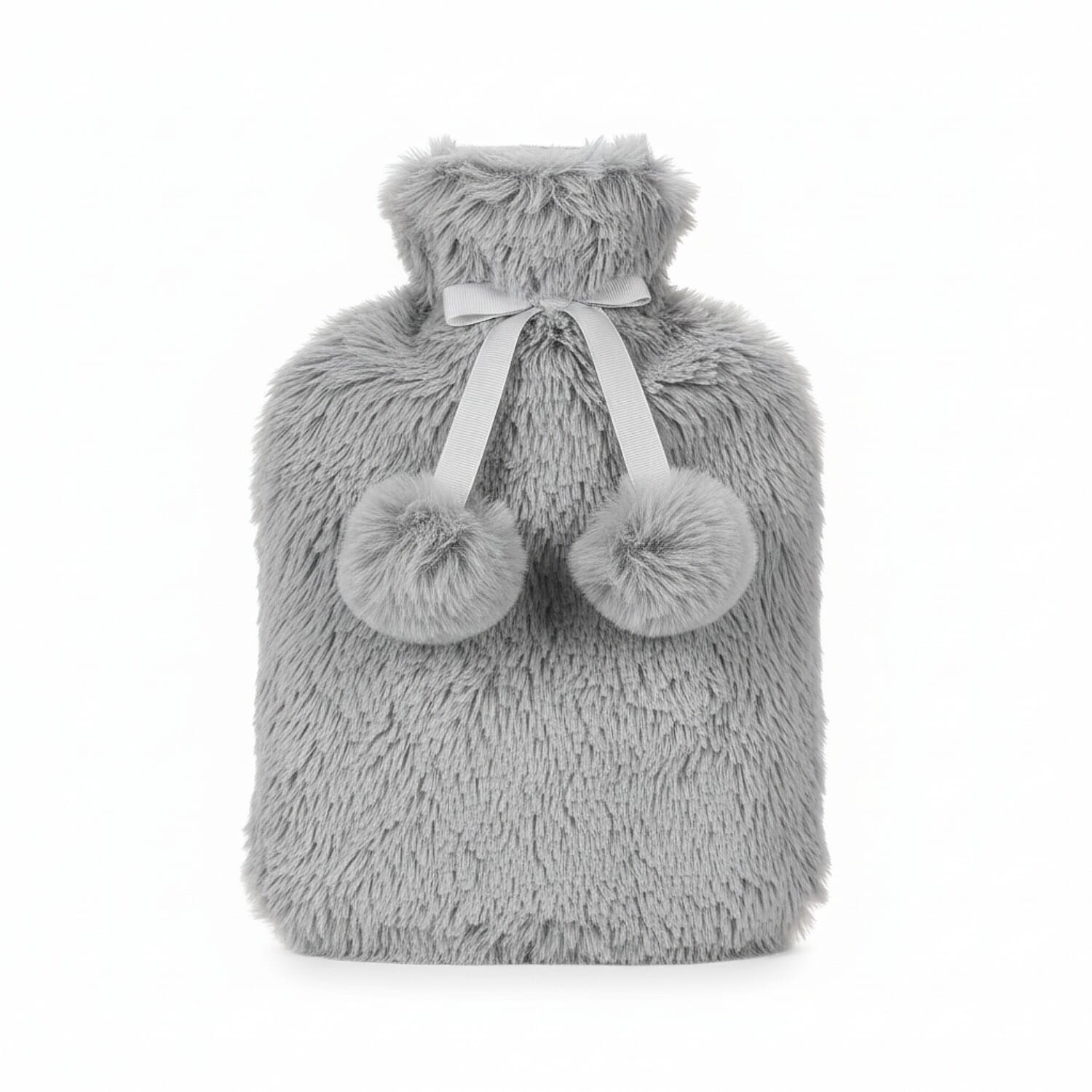 Topped Faux Fur Hot Water Bottle (2L) - Grey