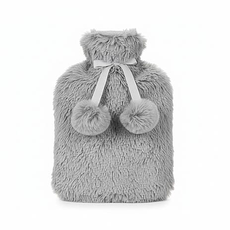 Tipped Faux Fur Hot Water Bottle (2L) - Grey