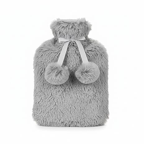 Topped Faux Fur Hot Water Bottle (2L) - Grey