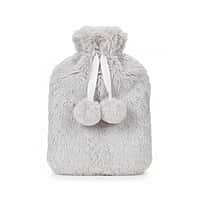 Topped Faux Fur Hot Water Bottle (2L) - Cream
