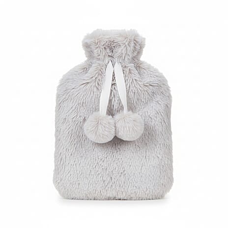 Topped Faux Fur Hot Water Bottle (2L) - Cream
