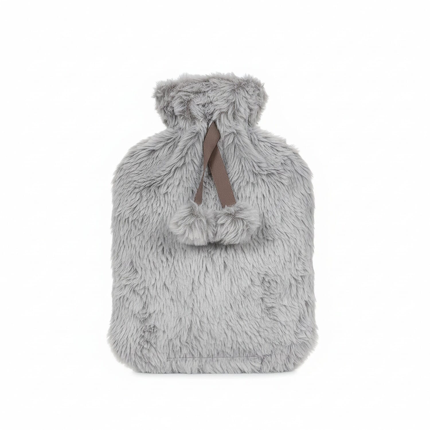 Tipped Faux Fur Hot Water Bottle (2L) - Light Grey