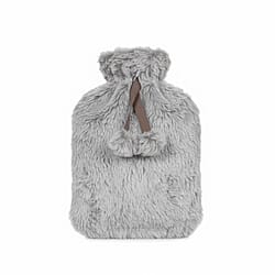 Topped Faux Fur Hot Water Bottle (2L) - Cream