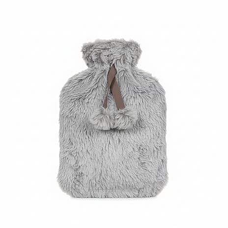 Topped Faux Fur Hot Water Bottle (2L) - Light Grey