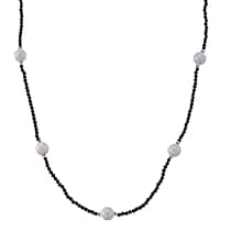 Black Spinel & White Jade Beads Necklace (Size - 18-2 Inch Ext) 60.00 Ct.
