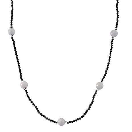 Black Spinel & White Jade Beads Necklace (Size - 18-2 Inch Ext) 60.00 Ct.
