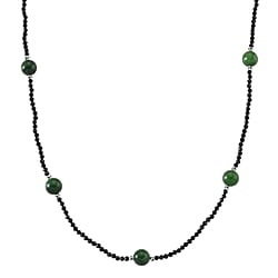 Natural Black Spinel & Natural Jade Beads Necklace (Size - 18-2 Inch Ext) 60.00 Ct.