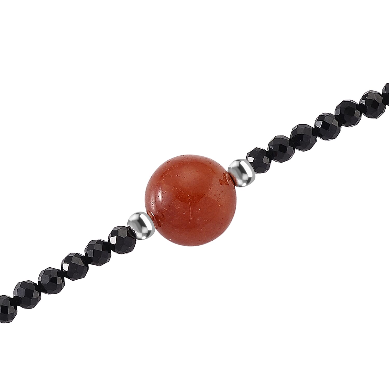 SUPERFIND - Natural Black Spinel & Red Jade Beads Necklace (Size - 18-2 Inch Ext) 60.00 Ct.