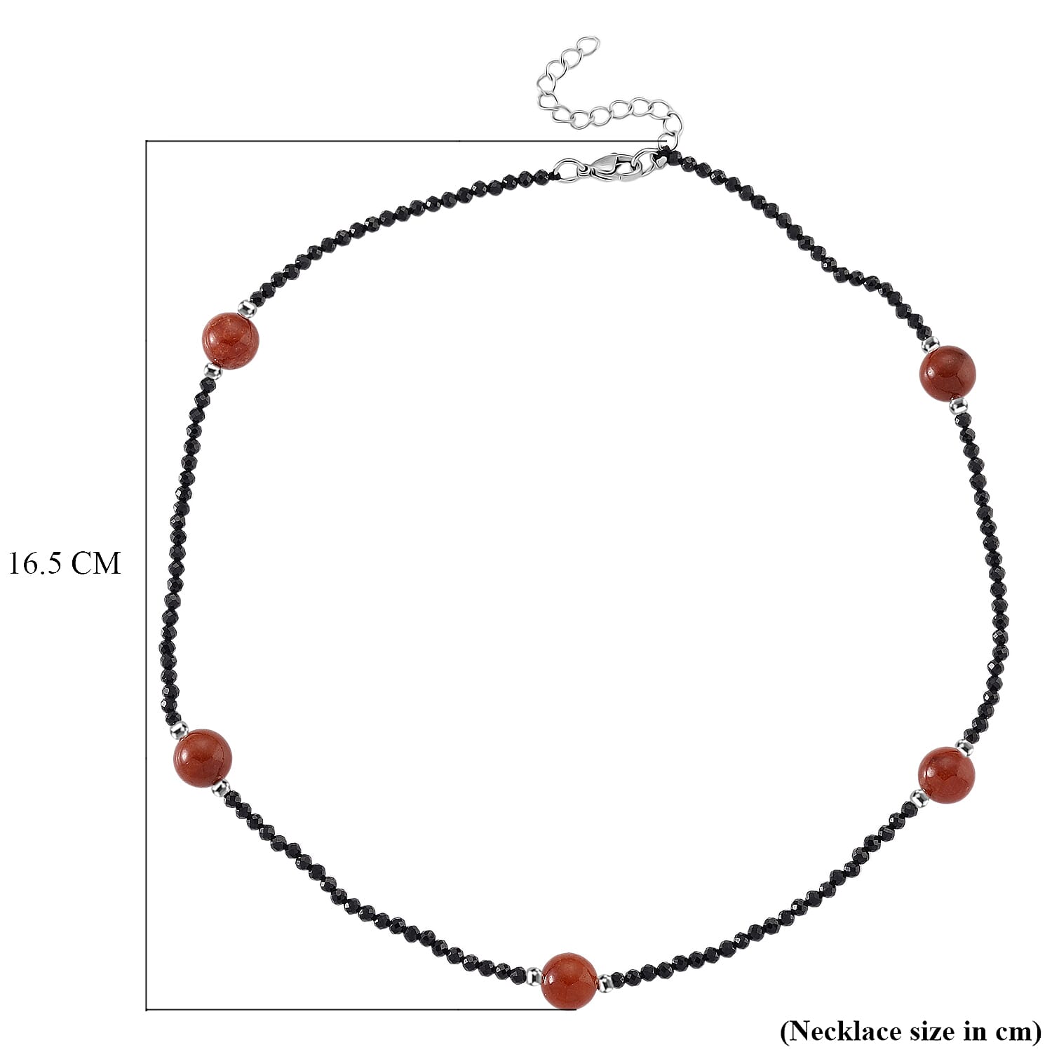 SUPERFIND - Natural Black Spinel & Red Jade Beads Necklace (Size - 18-2 Inch Ext) 60.00 Ct.