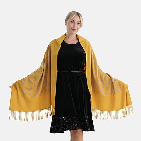 - Maisi Embroidery Scarf (180 x 75 Cm) - Yellow