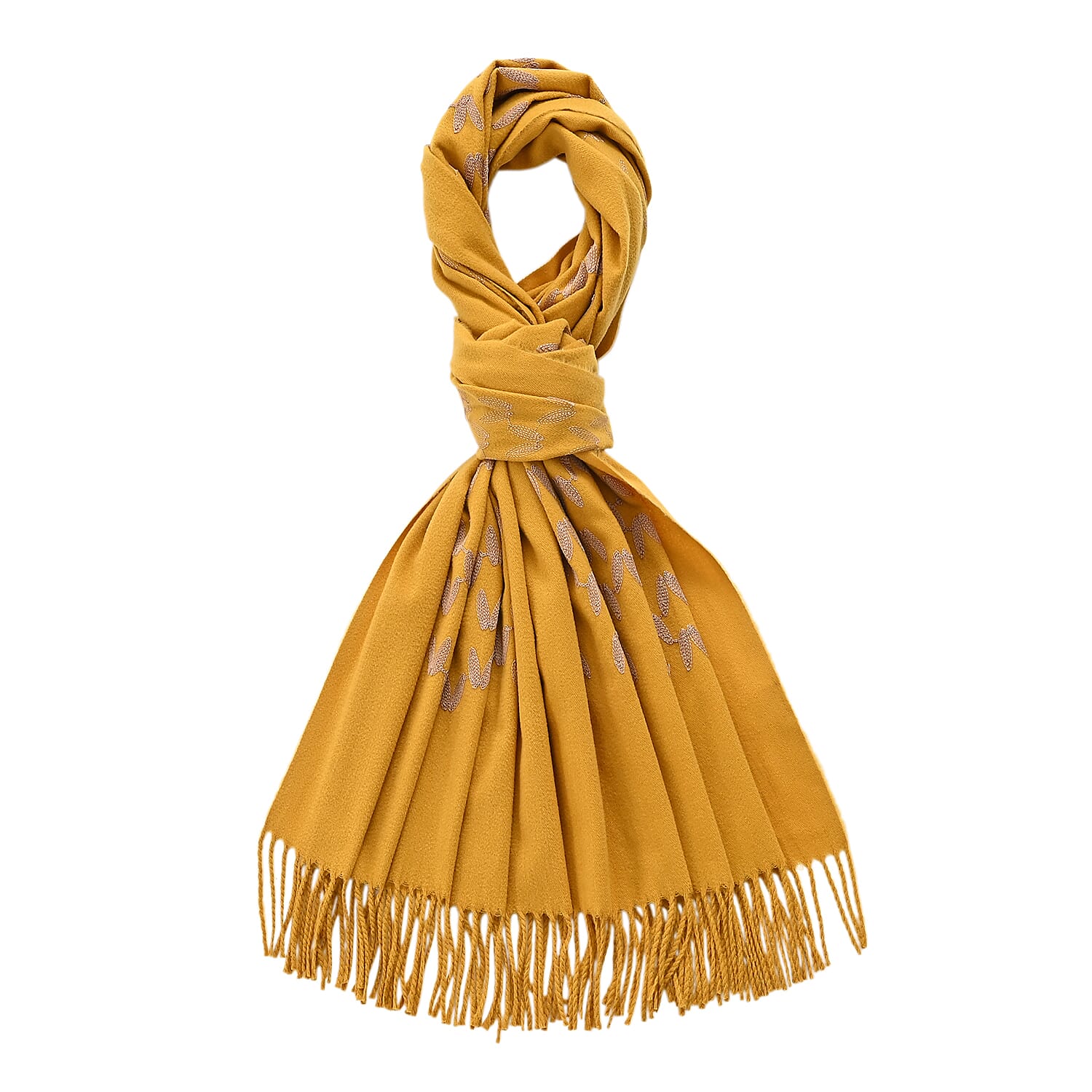 - Maisi Embroidery Scarf (180 x 75 Cm) - Yellow