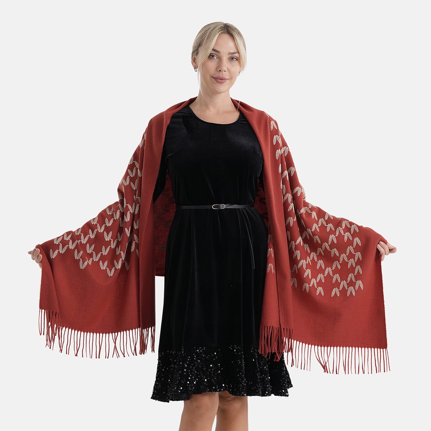 Maisi-Embroidery-Scarf-Size-One-Size-Burgundy